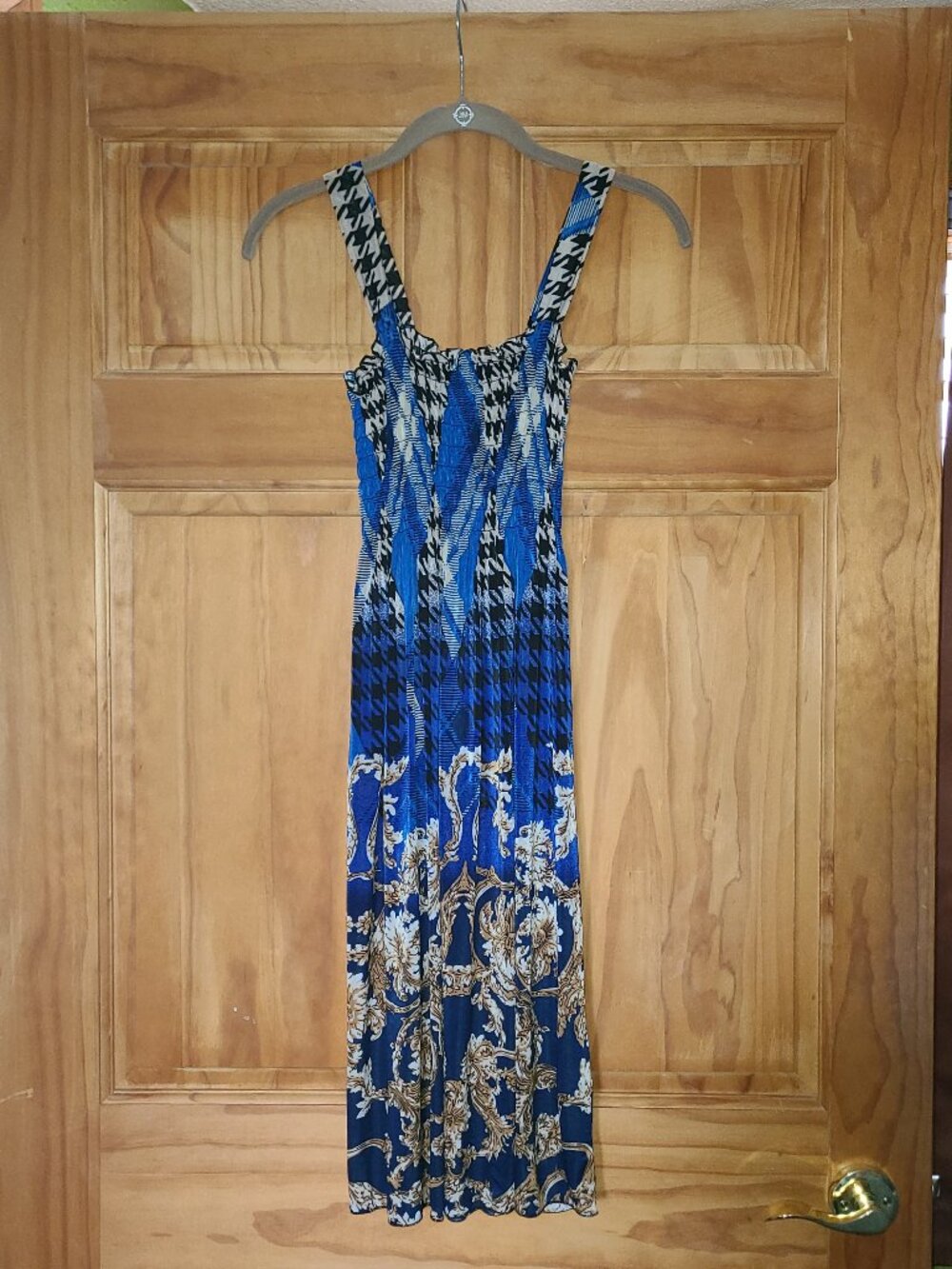 Girls Blue/White/Gold Maxi Dress